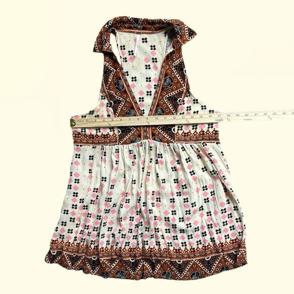 Free People Charlotte Tunic Tank Blouse Size Small Boho Racerback Collar V-Neck - Picture 6 of 13